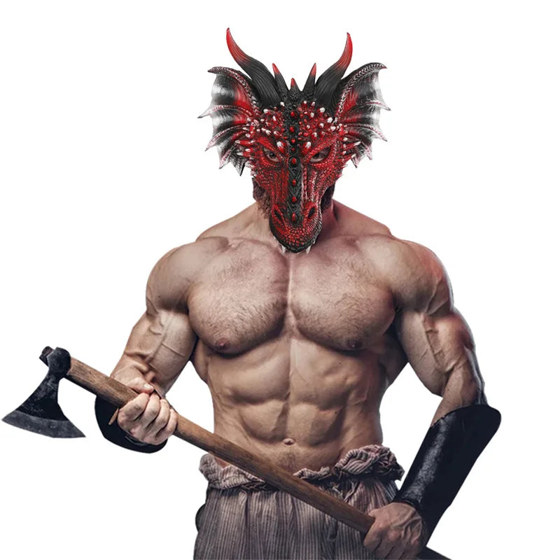 Red Devil Masks Horns Scary Horror Hornghost Ram Half