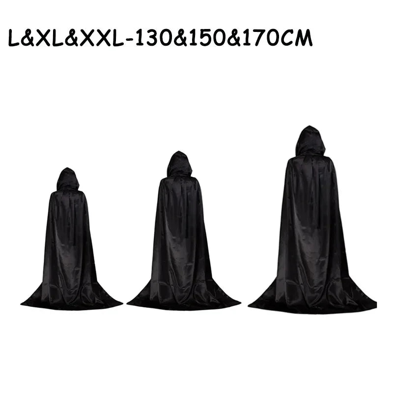 Halloween Party Cloak Cosplay Dress up Costume Kids Death Cosplay Costumes Black Hooded Cloak Scary Witch Devil Role Play