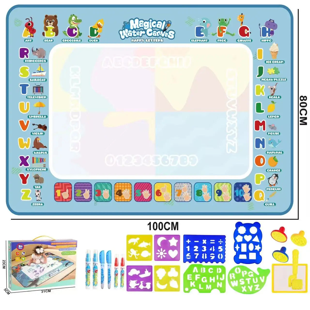 Große, magische Wasserfarbenstifte, Lerndecke für Kinder.