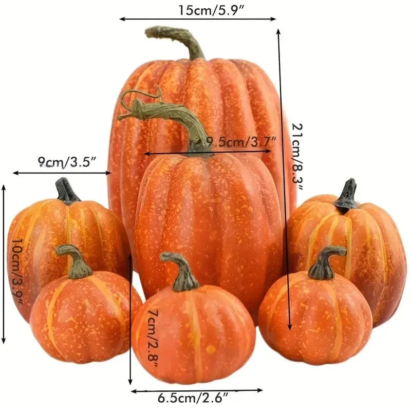 7pcs Pumpkin Autumn Decor Outdoor Plastic