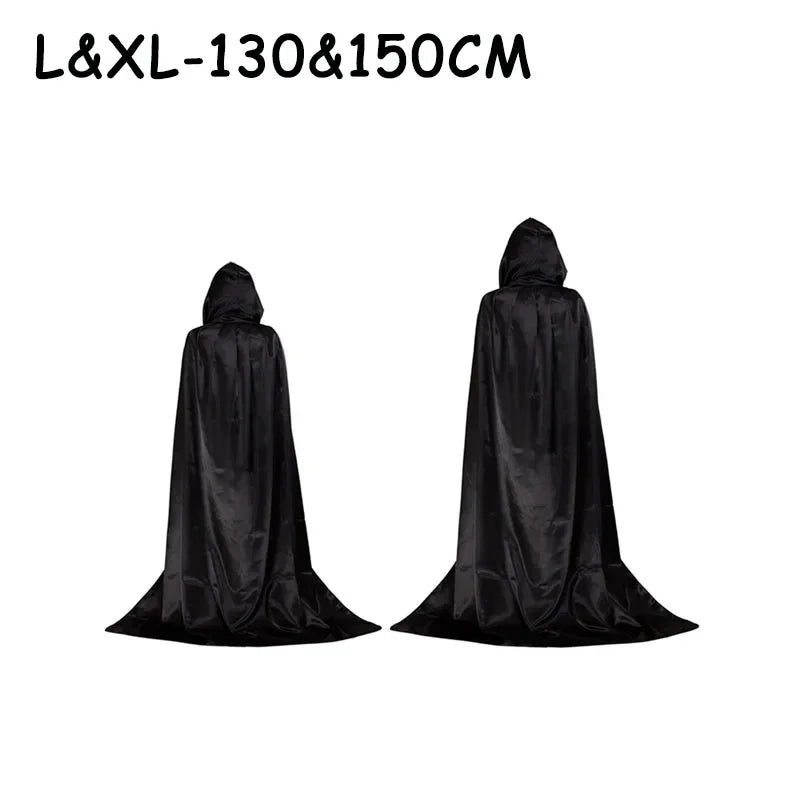 Halloween Party Cloak Cosplay Dress up Costume Kids Death Cosplay Costumes Black Hooded Cloak Scary Witch Devil Role Play