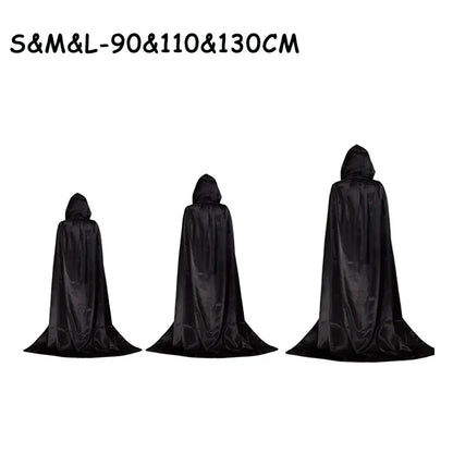 Halloween Party Cloak Cosplay Dress up Costume Kids Death Cosplay Costumes Black Hooded Cloak Scary Witch Devil Role Play