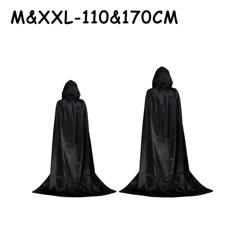 Halloween Party Cloak Cosplay Dress up Costume Kids Death Cosplay Costumes Black Hooded Cloak Scary Witch Devil Role Play