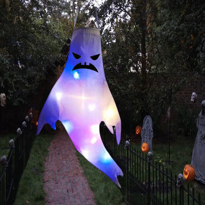 Halloween LED Large Outdoor Hanging Ghost Lights Halloween Party Decoration DIY Emoticons  Glow Ghost Lights Horror Props Bar