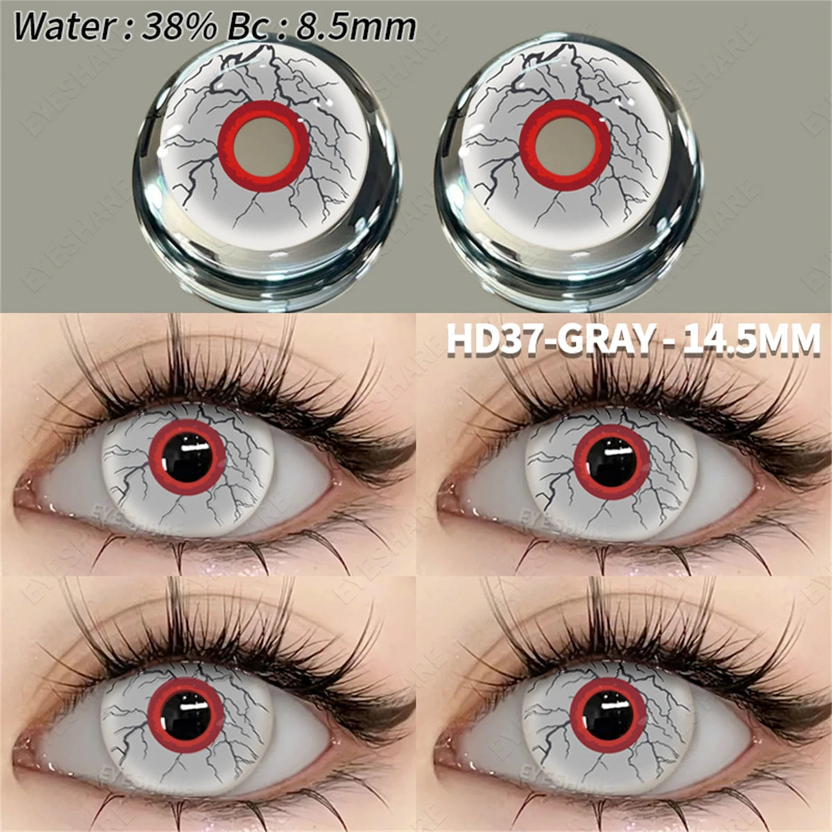 EYESHARE 1Pair Colored Contact Lenses for Eyes White Lenses Cosplay Contact Lenses Crazy Lenses Halloween Eyes Lens Black Lenses