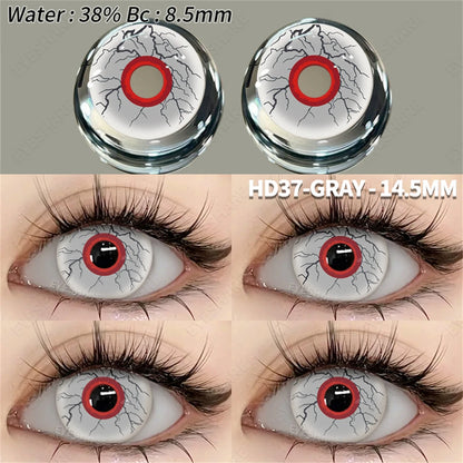 EYESHARE 1Pair Colored Contact Lenses for Eyes White Lenses Cosplay Contact Lenses Crazy Lenses Halloween Eyes Lens Black Lenses
