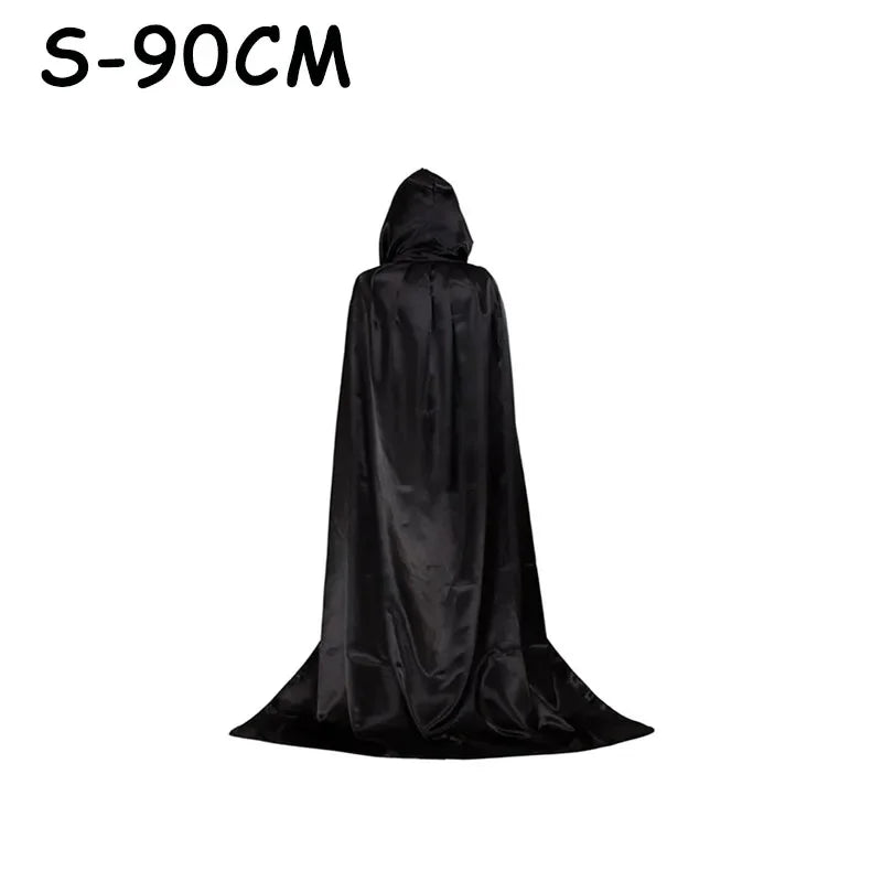 Halloween Party Cloak Cosplay Dress up Costume Kids Death Cosplay Costumes Black Hooded Cloak Scary Witch Devil Role Play