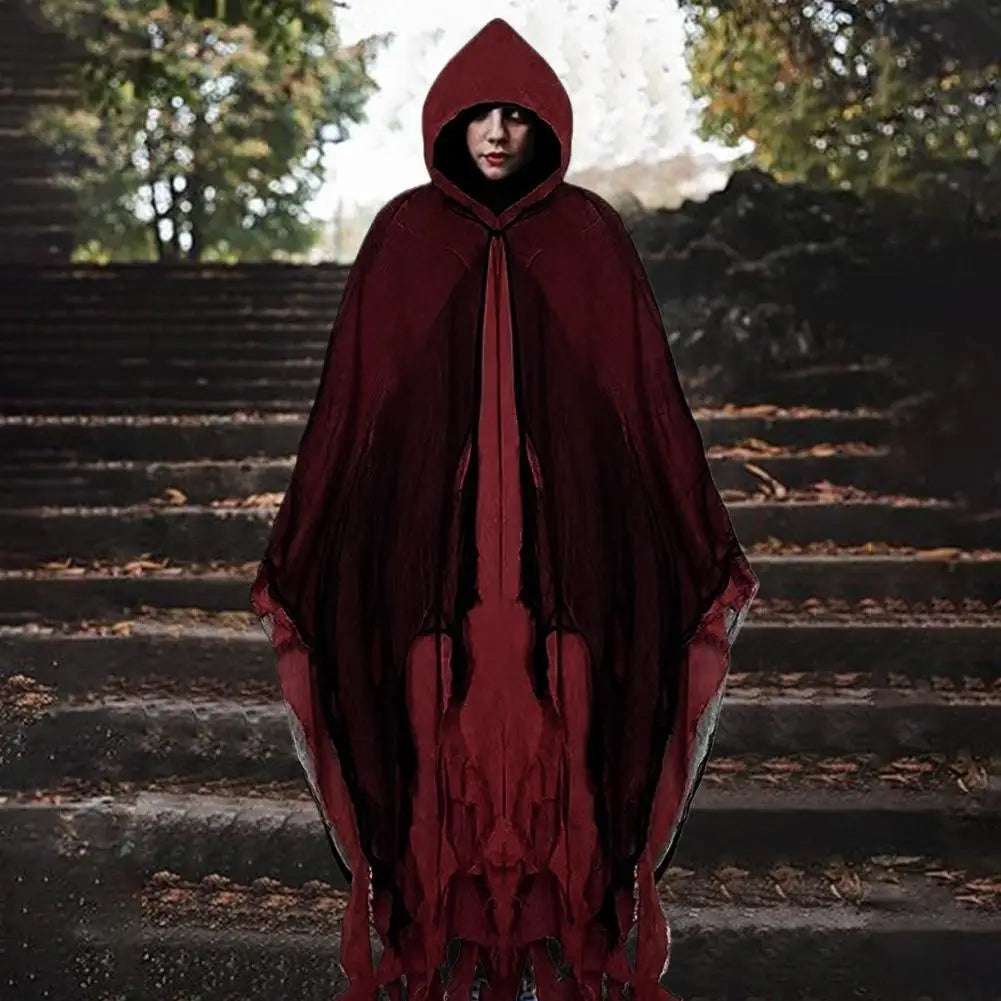 New Terrifying Skeleton Halloween Cloak With Hood  Ghost Cosplay Party Costume Horror Dress Up Costume Cloaks Props