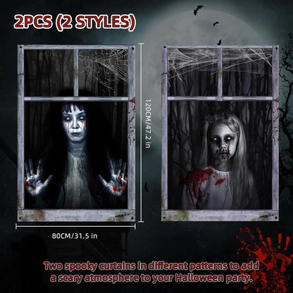 2 Pack Halloween Ghost Curtain