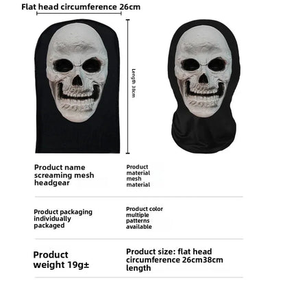 Digital Print Halloween Skeleton Death God Mask Scary Terror Prank Face Covering Mask Home Decoration Party Accessory