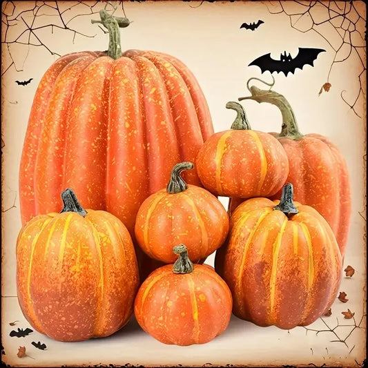 7pcs Pumpkin Autumn Decor Outdoor Plastic