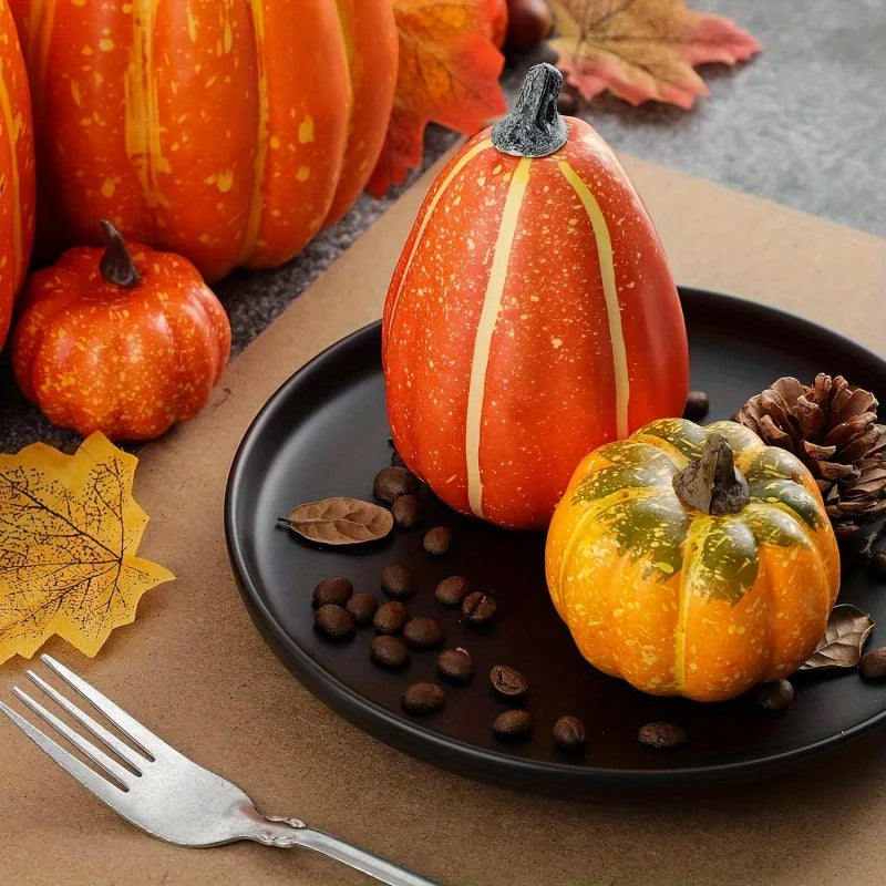 7pcs Pumpkin Autumn Decor Outdoor Plastic