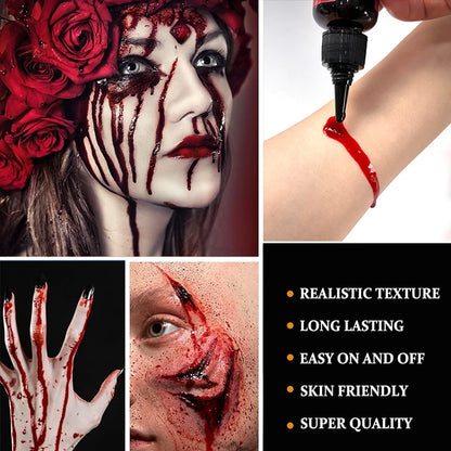 50ml Hyper-Realistic Fake Blood Gel - Non-Toxic, Washable for Halloween Cosplay, SFX Makeup, and Horror Parties