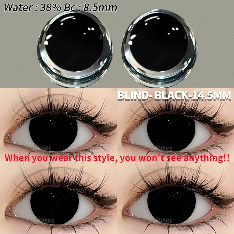 EYESHARE 1Pair Colored Contact Lenses for Eyes White Lenses Cosplay Contact Lenses Crazy Lenses Halloween Eyes Lens Black Lenses