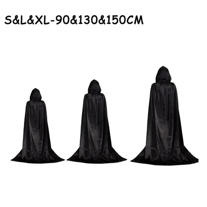 Halloween Party Cloak Cosplay Dress up Costume Kids Death Cosplay Costumes Black Hooded Cloak Scary Witch Devil Role Play