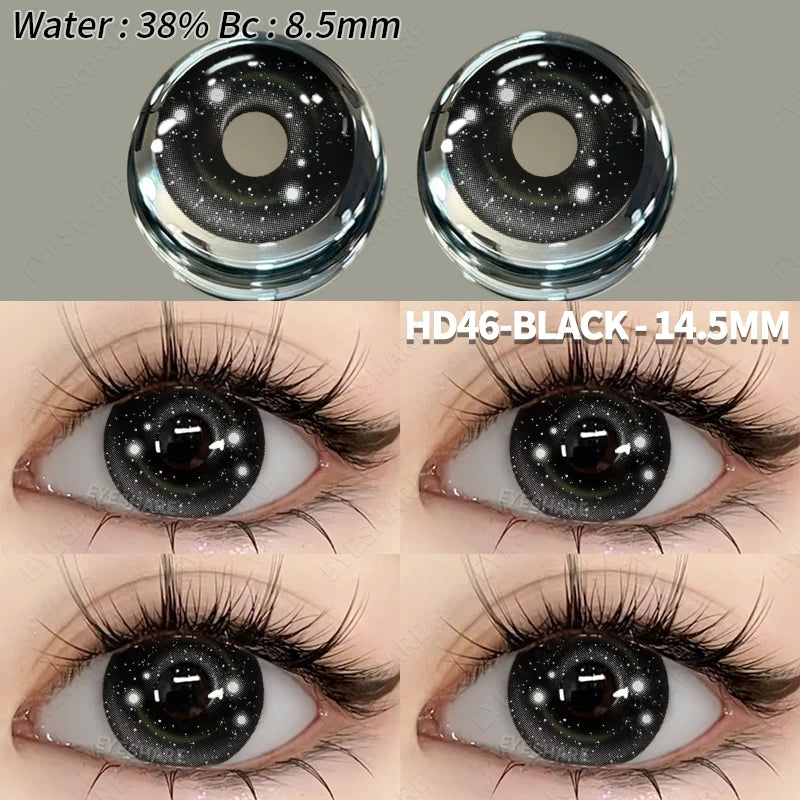 EYESHARE 1Pair Colored Contact Lenses for Eyes White Lenses Cosplay Contact Lenses Crazy Lenses Halloween Eyes Lens Black Lenses
