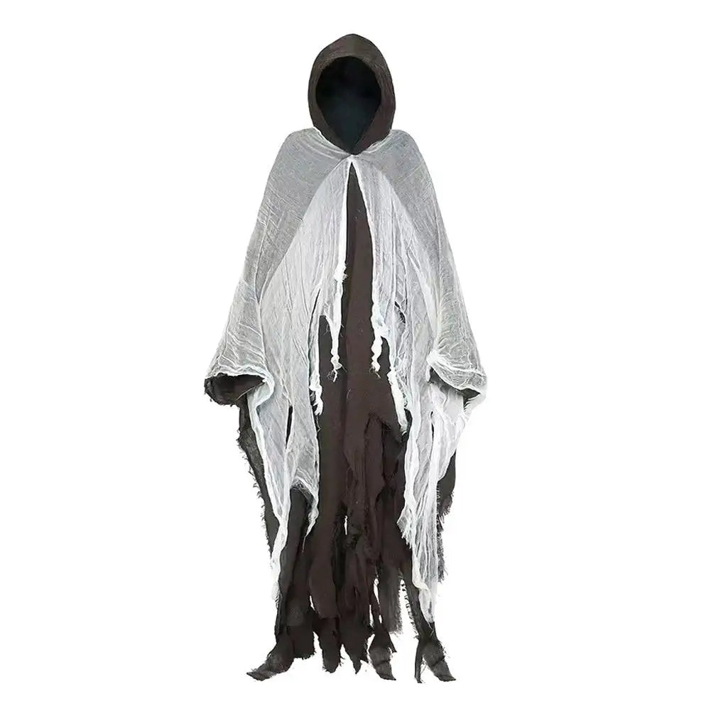 New Terrifying Skeleton Halloween Cloak With Hood  Ghost Cosplay Party Costume Horror Dress Up Costume Cloaks Props
