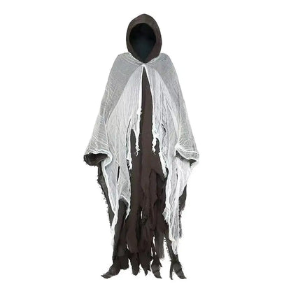 New Terrifying Skeleton Halloween Cloak With Hood  Ghost Cosplay Party Costume Horror Dress Up Costume Cloaks Props