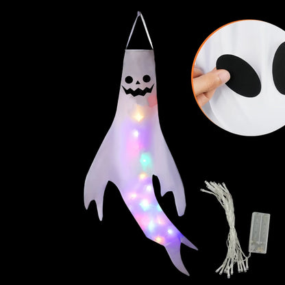 Halloween LED Large Outdoor Hanging Ghost Lights Halloween Party Decoration DIY Emoticons  Glow Ghost Lights Horror Props Bar