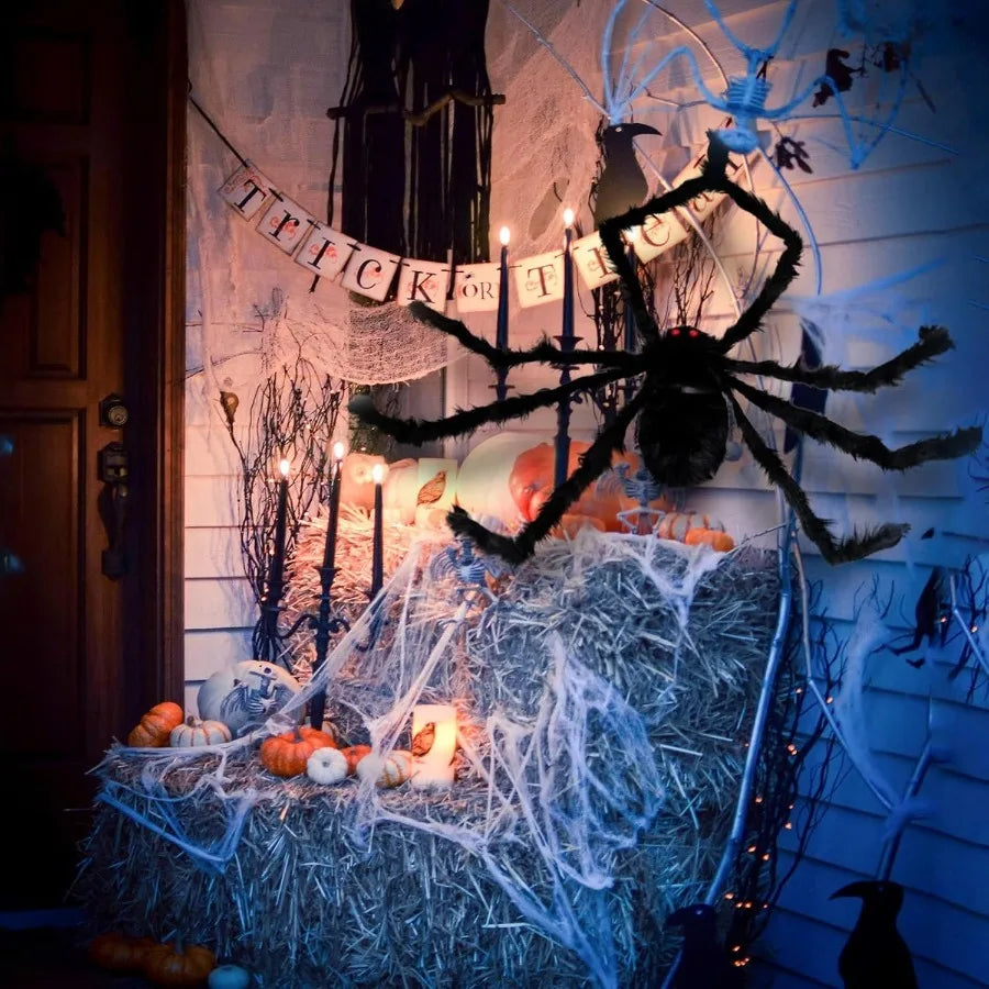 Halloween Giant Black Spider Decoration Haunted House Prop Indoor Outdoor