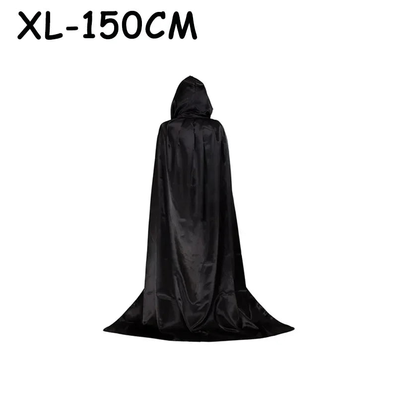 Halloween Party Cloak Cosplay Dress up Costume Kids Death Cosplay Costumes Black Hooded Cloak Scary Witch Devil Role Play