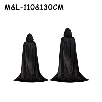 Halloween Party Cloak Cosplay Dress up Costume Kids Death Cosplay Costumes Black Hooded Cloak Scary Witch Devil Role Play