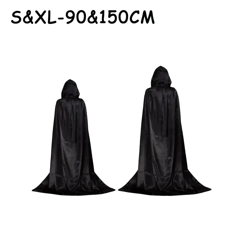 Halloween Party Cloak Cosplay Dress up Costume Kids Death Cosplay Costumes Black Hooded Cloak Scary Witch Devil Role Play