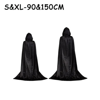 Halloween Party Cloak Cosplay Dress up Costume Kids Death Cosplay Costumes Black Hooded Cloak Scary Witch Devil Role Play